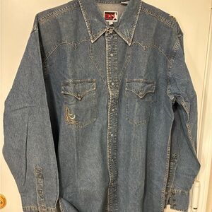 Brooks and Dunn by Panhandle Slim Western Denim Shirt - Blue